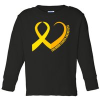 Childhood Cancer Awareness Yellow Ribbon Heart Toddler Long Sleeve Shirt