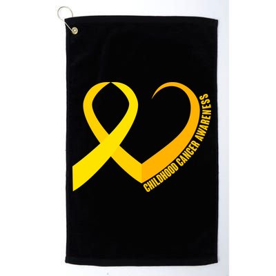 Childhood Cancer Awareness Yellow Ribbon Heart Golf Towel