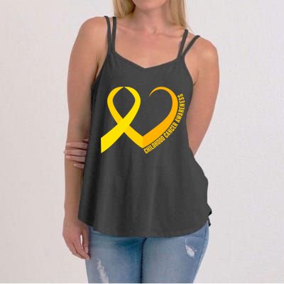 Childhood Cancer Awareness Yellow Ribbon Heart Women's Strappy Tank