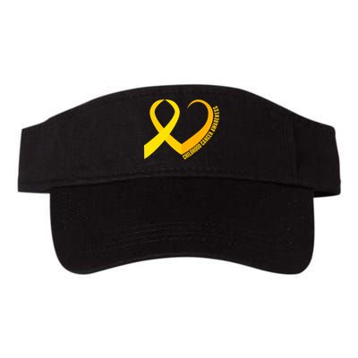 Childhood Cancer Awareness Yellow Ribbon Heart Valucap Bio-Washed Visor