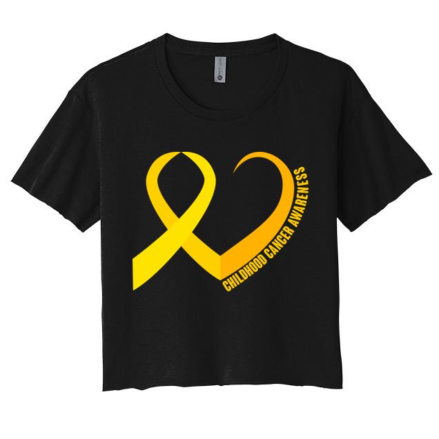 Childhood Cancer Awareness Yellow Ribbon Heart Crop Top