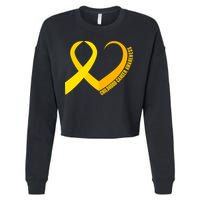 Childhood Cancer Awareness Yellow Ribbon Heart Cropped Pullover Crew