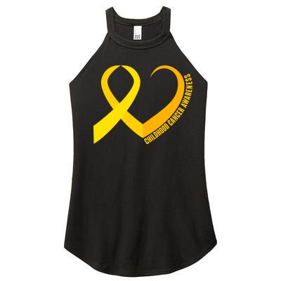 Childhood Cancer Awareness Yellow Ribbon Heart Women's Perfect Tri Rocker Tank