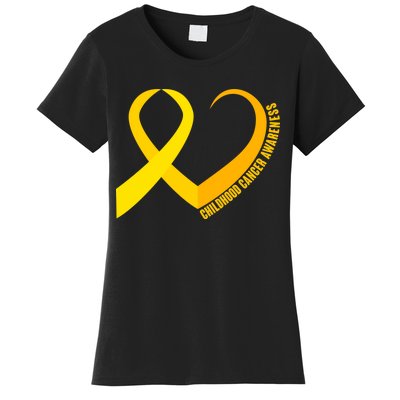 Childhood Cancer Awareness Yellow Ribbon Heart Women's T-Shirt