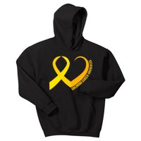 Childhood Cancer Awareness Yellow Ribbon Heart Kids Hoodie