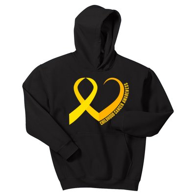 Childhood Cancer Awareness Yellow Ribbon Heart Kids Hoodie