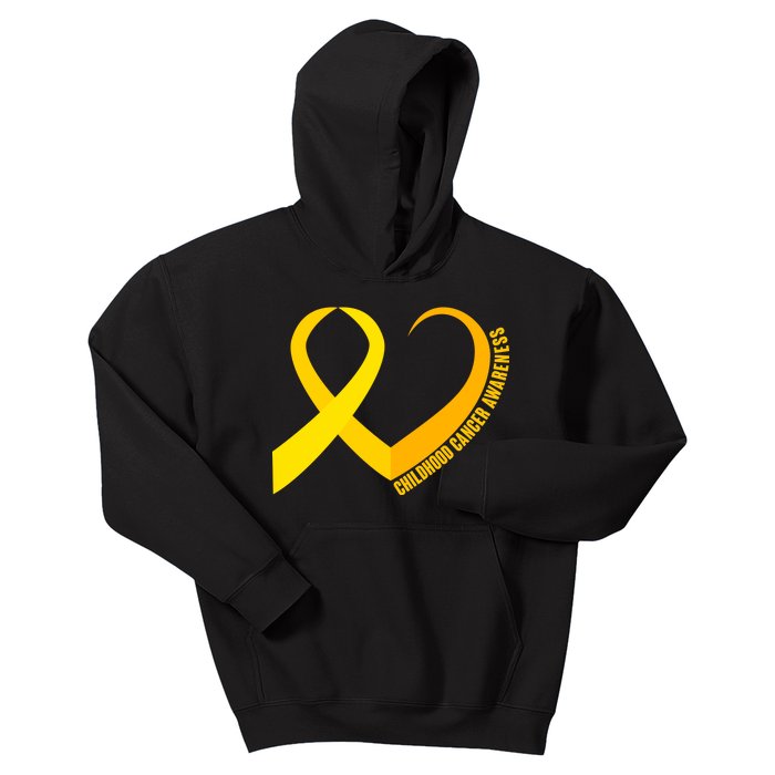 Childhood Cancer Awareness Yellow Ribbon Heart Kids Hoodie