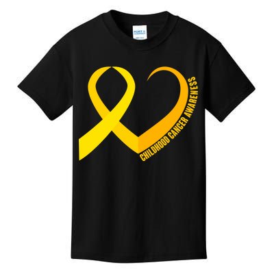 Childhood Cancer Awareness Yellow Ribbon Heart Kids T-Shirt