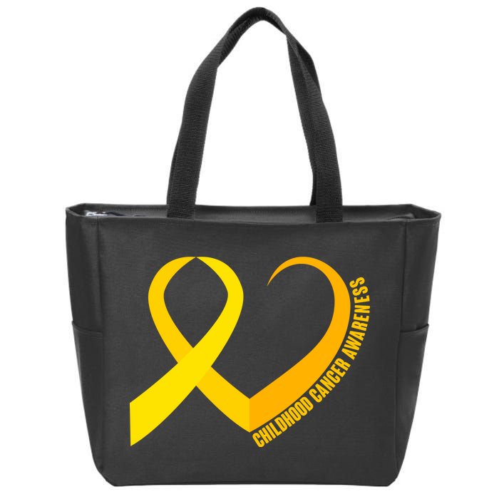 Childhood Cancer Awareness Yellow Ribbon Heart Zip Tote Bag