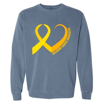 Childhood Cancer Awareness Yellow Ribbon Heart Garment-Dyed Sweatshirt