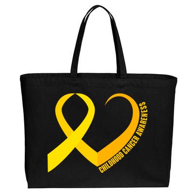 Childhood Cancer Awareness Yellow Ribbon Heart Cotton Canvas Jumbo Tote