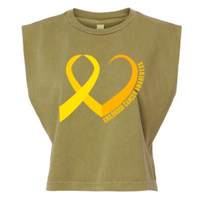 Childhood Cancer Awareness Yellow Ribbon Heart Garment-Dyed Women's Muscle Tee