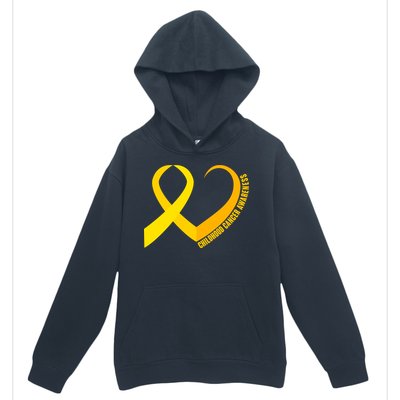 Childhood Cancer Awareness Yellow Ribbon Heart Urban Pullover Hoodie