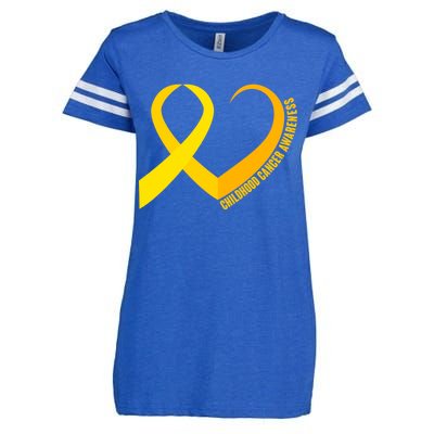 Childhood Cancer Awareness Yellow Ribbon Heart Enza Ladies Jersey Football T-Shirt