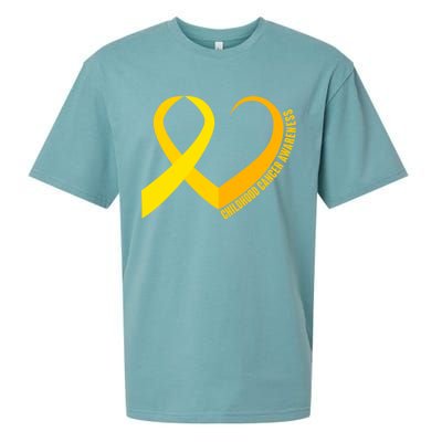 Childhood Cancer Awareness Yellow Ribbon Heart Sueded Cloud Jersey T-Shirt