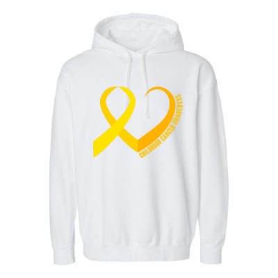 Childhood Cancer Awareness Yellow Ribbon Heart Garment-Dyed Fleece Hoodie