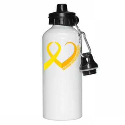 Childhood Cancer Awareness Yellow Ribbon Heart Aluminum Water Bottle