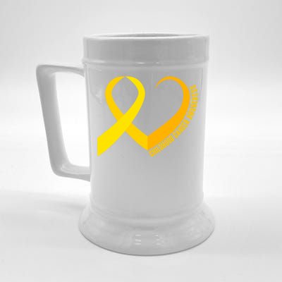 Childhood Cancer Awareness Yellow Ribbon Heart Beer Stein