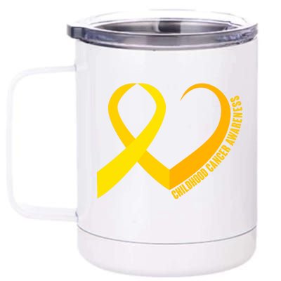 Childhood Cancer Awareness Yellow Ribbon Heart 12 oz Stainless Steel Tumbler Cup