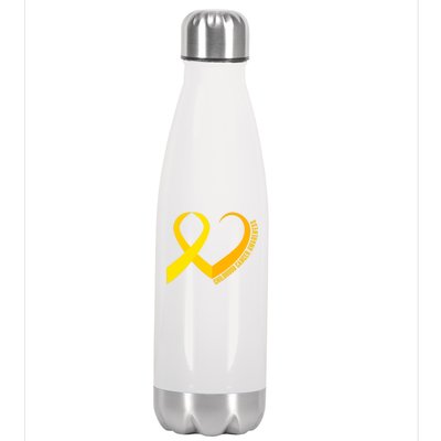 Childhood Cancer Awareness Yellow Ribbon Heart Stainless Steel Insulated Water Bottle