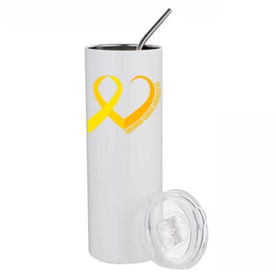 Childhood Cancer Awareness Yellow Ribbon Heart Stainless Steel Tumbler