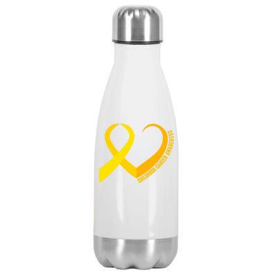 Childhood Cancer Awareness Yellow Ribbon Heart Stainless Steel Insulated Water Bottle