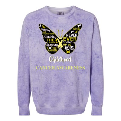 Childhood Cancer butterfly  Colorblast Crewneck Sweatshirt