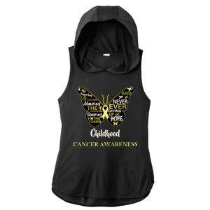 Childhood Cancer butterfly  Ladies PosiCharge Tri-Blend Wicking Draft Hoodie Tank