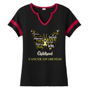 Childhood Cancer butterfly  Ladies Halftime Notch Neck Tee