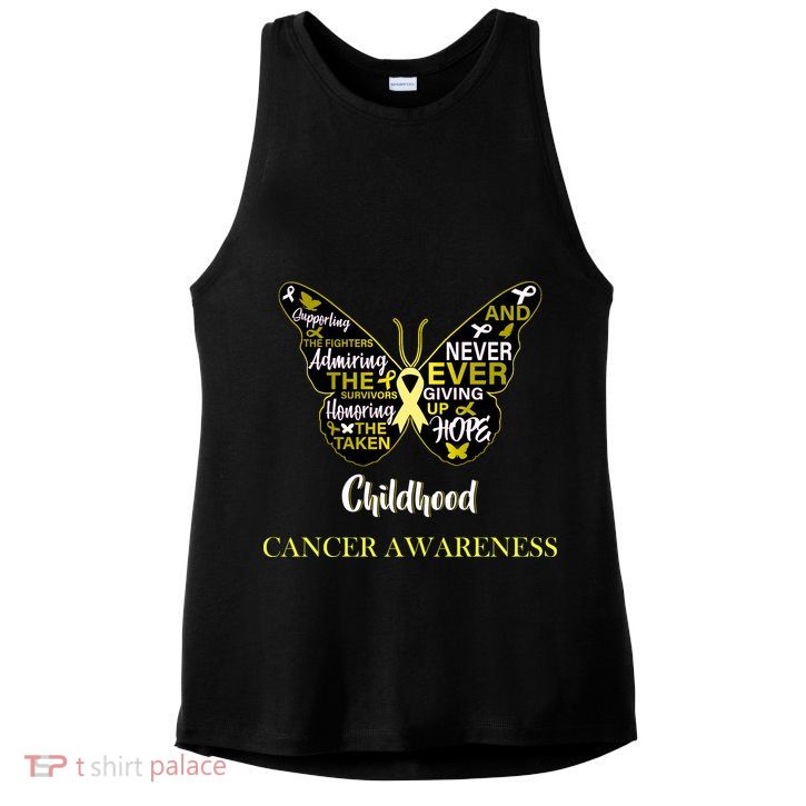 Childhood Cancer butterfly  Ladies PosiCharge Tri-Blend Wicking Tank