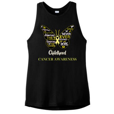 Childhood Cancer butterfly  Ladies PosiCharge Tri-Blend Wicking Tank