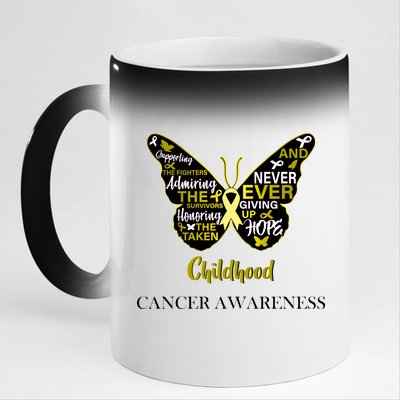 Childhood Cancer butterfly  11oz Black Color Changing Mug