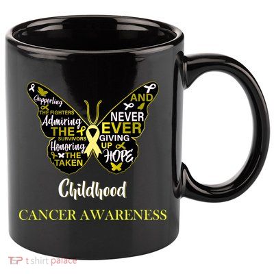 Childhood Cancer butterfly  11oz C Handle Ceramic Mug