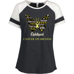 Childhood Cancer butterfly  Enza Ladies Jersey Colorblock Tee