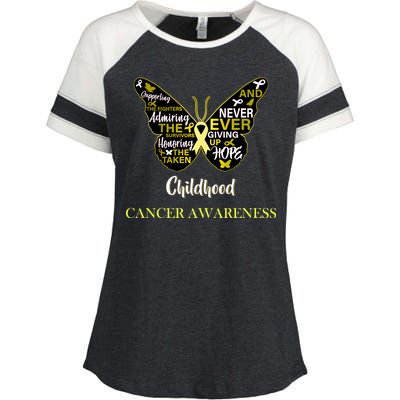 Childhood Cancer butterfly  Enza Ladies Jersey Colorblock Tee