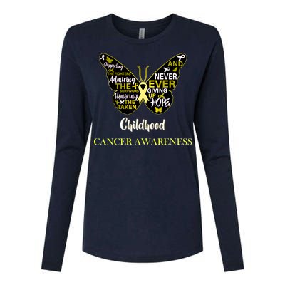 Childhood Cancer butterfly  Womens Cotton Relaxed Long Sleeve T-Shirt