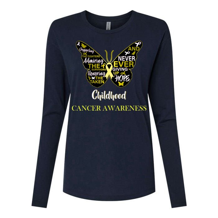 Childhood Cancer butterfly  Womens Cotton Relaxed Long Sleeve T-Shirt