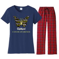 Childhood Cancer butterfly  Women's Flannel Pajama Set