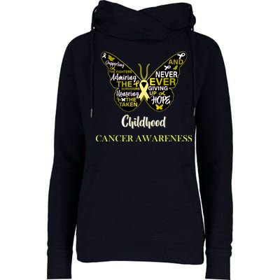 Childhood Cancer butterfly  Womens Funnel Neck Pullover Hood