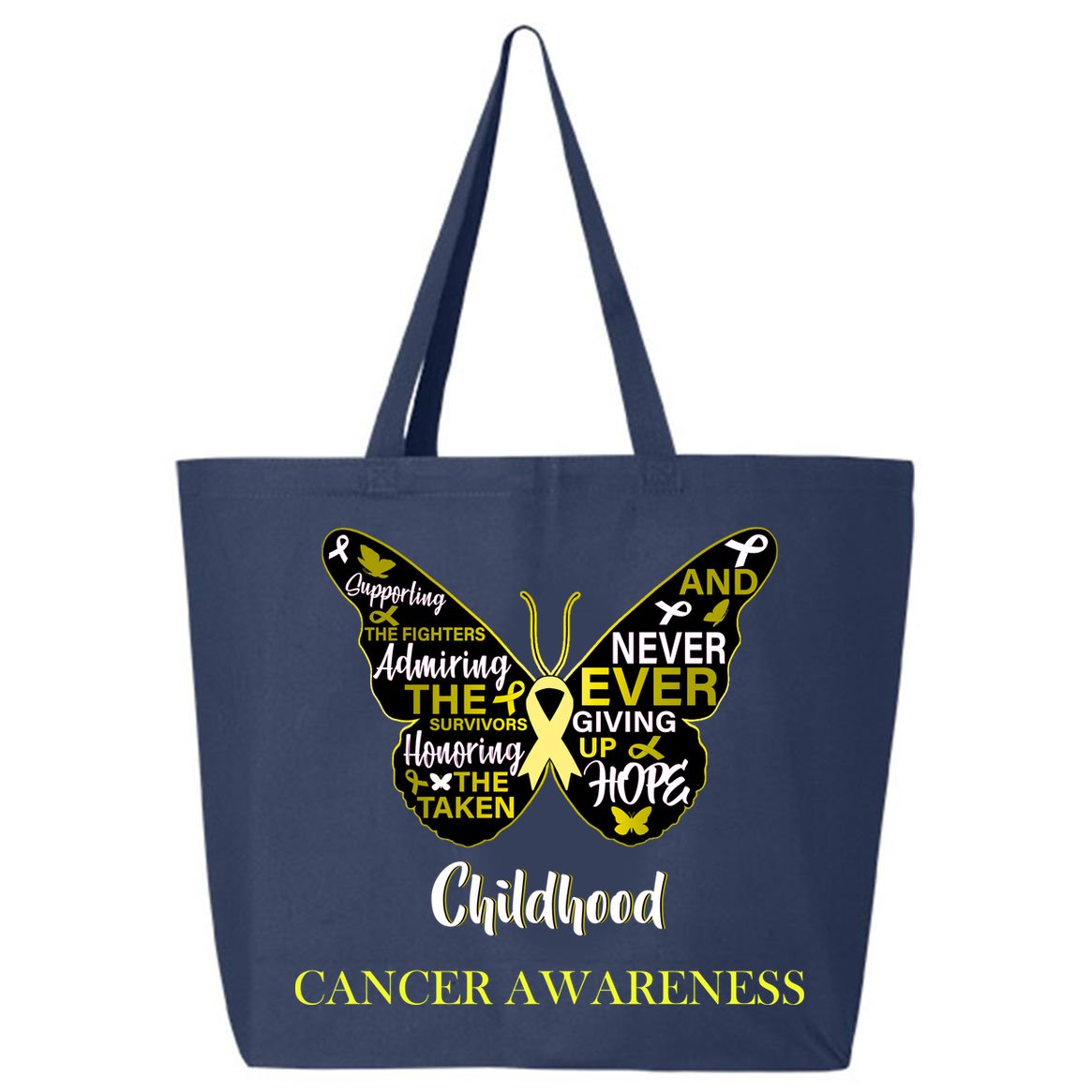 Childhood Cancer butterfly  25L Jumbo Tote