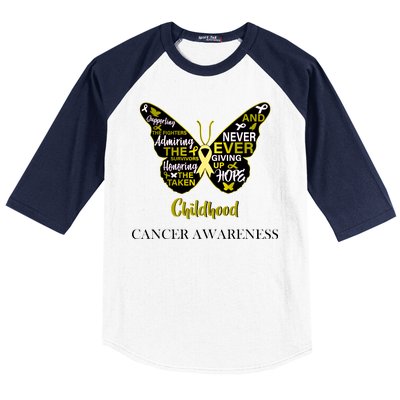 Childhood Cancer butterfly  Baseball Sleeve Shirt