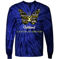 Childhood Cancer butterfly  Tie-Dye Long Sleeve Shirt