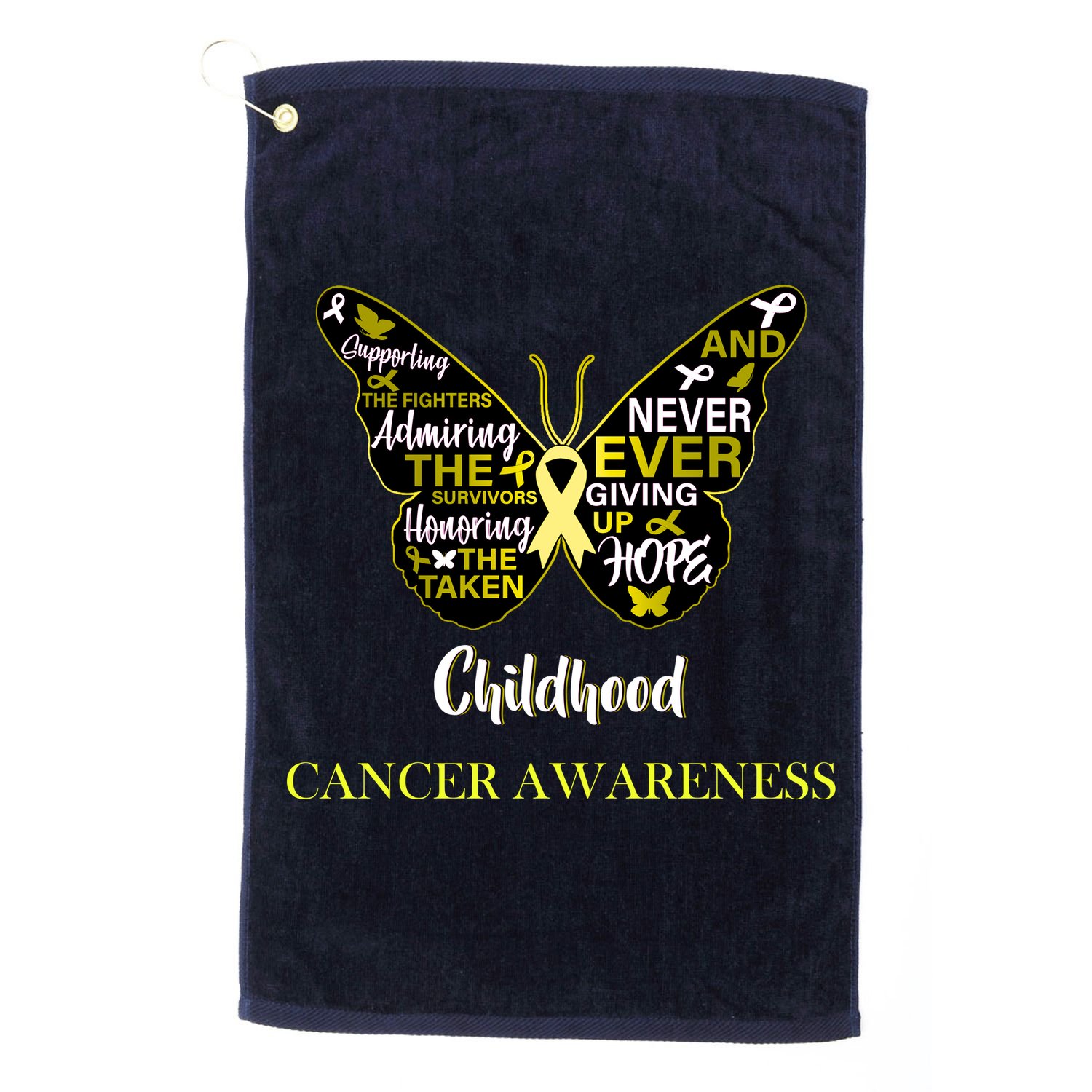 Childhood Cancer butterfly  Golf Towel
