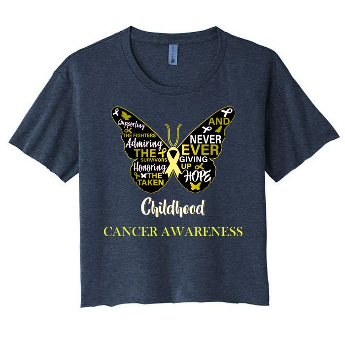 Childhood Cancer butterfly  Women's Crop Top Tee