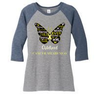 Childhood Cancer butterfly  Women's Tri-Blend 3/4-Sleeve Raglan Shirt