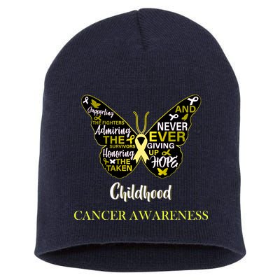 Childhood Cancer butterfly  Short Acrylic Beanie