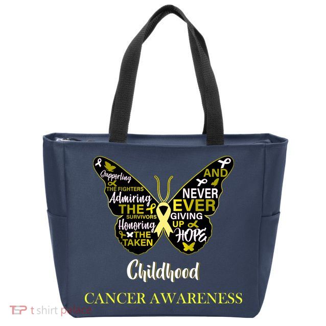 Childhood Cancer butterfly  Zip Tote Bag