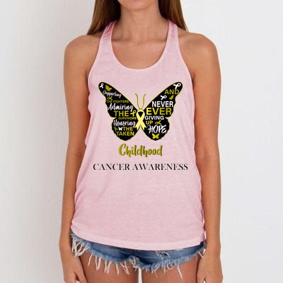 Childhood Cancer butterfly  Women's Knotted Racerback Tank