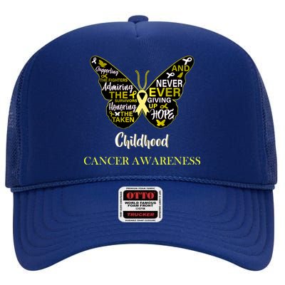 Childhood Cancer butterfly  High Crown Mesh Back Trucker Hat