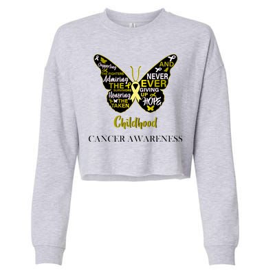 Childhood Cancer butterfly  Cropped Pullover Crew